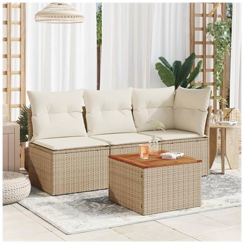 Tavolo Da Giardino Beige 55x55x37 Cm Polyrattan E Legno Acacia - Foto 3