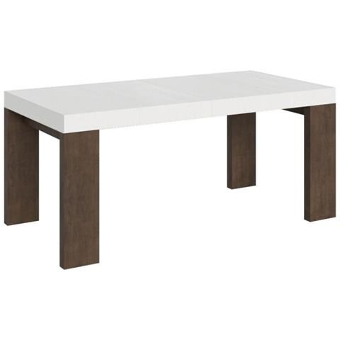 Tavolo Allungabile 90x180/440 Cm Roxell Mix Piano Bianco Frassino - Gambe Noce - Bianco Frassino /noce - Foto 1