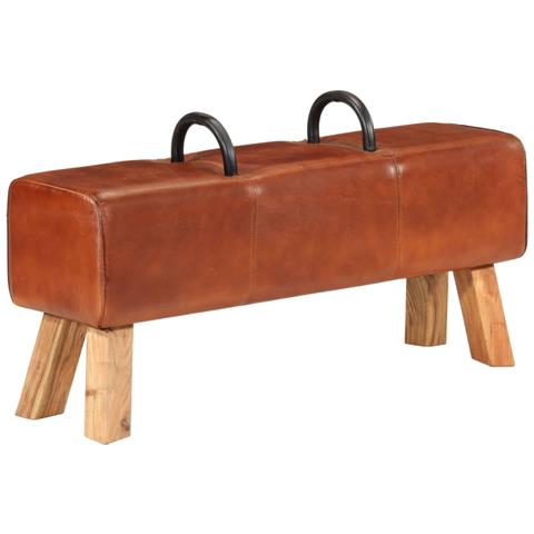 Panca Per Esercizi Marrone 110 Cm In Vera Pelle - Foto 1