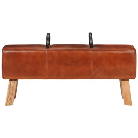 Panca Per Esercizi Marrone 110 Cm In Vera Pelle - Foto 2