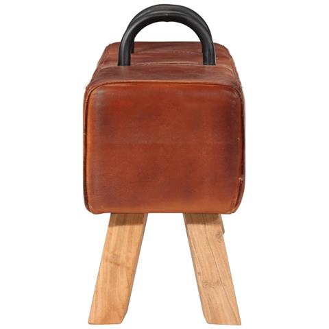 Panca Per Esercizi Marrone 110 Cm In Vera Pelle - Foto 3