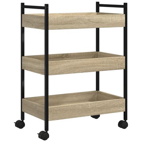 Carrello Da Cucina Rovere Sonoma 50x30x70 Cm Legno Multistrato - Foto 2