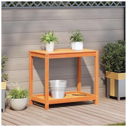 Tavolo Invasatura Ripiano Marrone Cera 82,5x50x75 Massello Pino - Foto 3