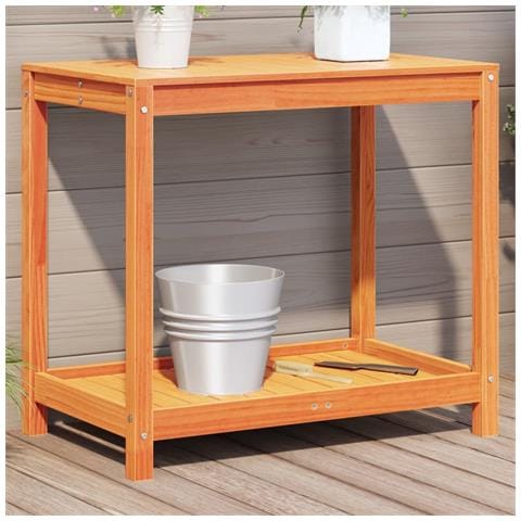 Tavolo Invasatura Ripiano Marrone Cera 82,5x50x75 Massello Pino - Foto 1