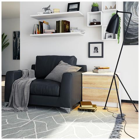 Comodino K60, 2 cassetti, 60x40x55 cm, Colore Bianco e Sonoma Quercia - Foto 5