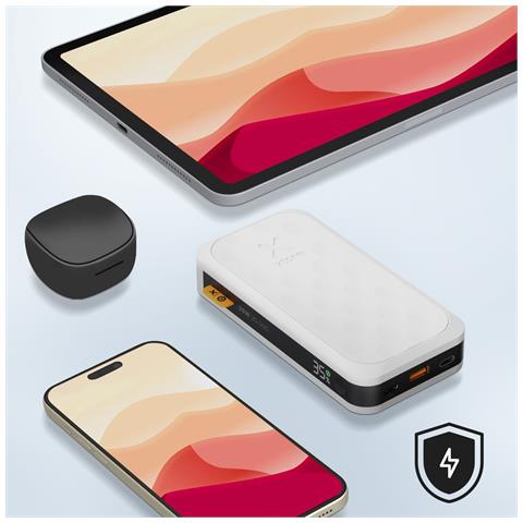 Powerbank Fuel Serie 5 Usb-a/2 Usb-c 20.000mah Pd 35w Con Display Digitale, Bianco - Foto 2