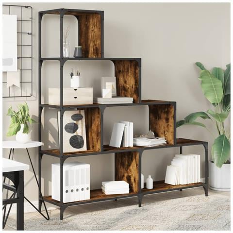 Libreria 4 Gradini Rovere Fumo 139x33,5x149cm Legno Multistrato - Foto 3