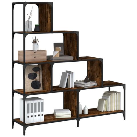 Libreria 4 Gradini Rovere Fumo 139x33,5x149cm Legno Multistrato - Foto 1