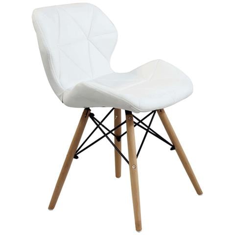 Sedia Da Interno Con Struttura In Legno E Seduta In Ecopelle Exagon - White - Foto 1