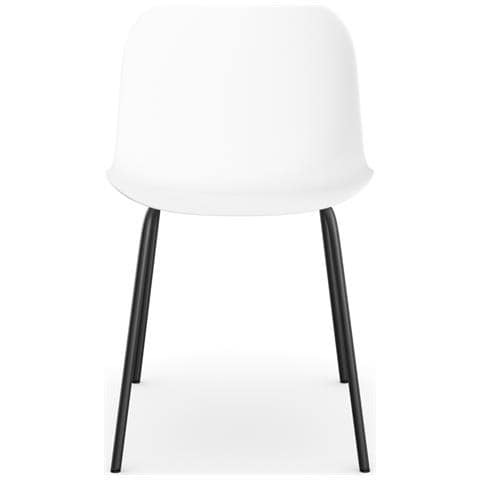 Ocean Set Di 2 Sedie Da Pranzo In Plastica Bianca Con Gambe In Metallo Nero - Foto 2