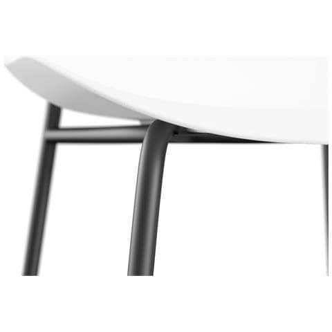 Ocean Set Di 2 Sedie Da Pranzo In Plastica Bianca Con Gambe In Metallo Nero - Foto 7