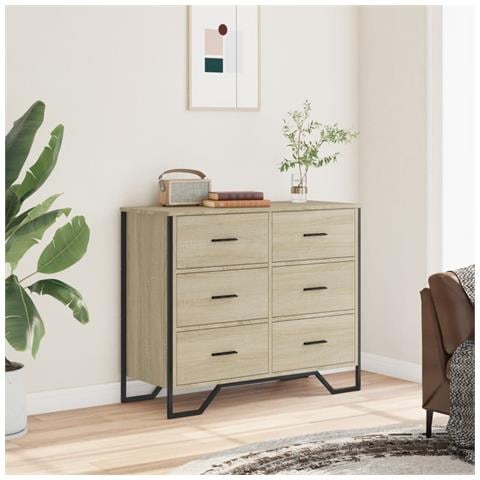 Cassettiera Rovere Sonoma 91x35,5x74,5 Cm In Truciolato - Foto 2