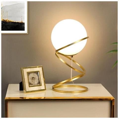 Lampada Da Tavolo Sfera Vetro 4 Anelli In Metallo Bronzo Lume Moderno G9 D31 - Foto 1