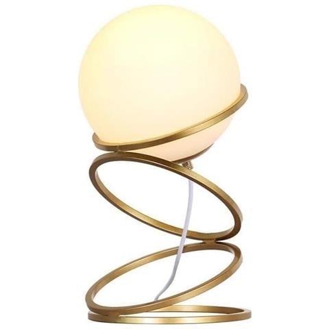 Lampada Da Tavolo Sfera Vetro 4 Anelli In Metallo Bronzo Lume Moderno G9 D31 - Foto 2