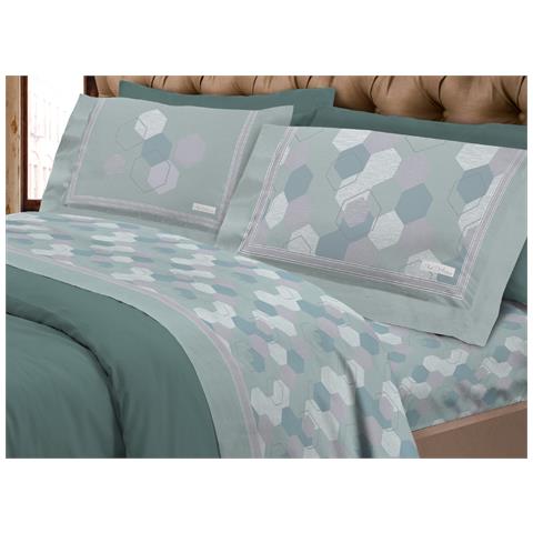 Completo Lenzuola Letto Calda Flanella 100% Cotone Disegno Bologna Piazza E Mezza Verde - Foto 1