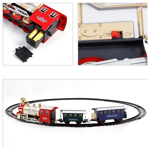 Pista Trenino Giocattolo Bambini Treno Locomotiva con Fumo Luce Suoni e 2 Vagoni - Foto 5