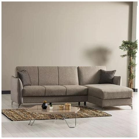 Divano Con Penisola Reversibile Fellis Grigio Chiaro - Foto 1