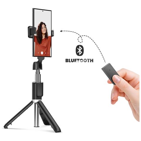 Palo Per Selfie Bluetooth Con Telecomando E Treppiede Originale, Nero - Foto 2