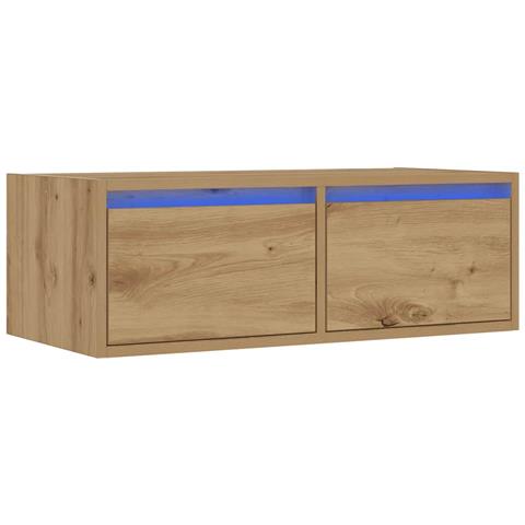 Mobile Porta TV con Luci LED Rovere Artigianale 75x35,5x25 cm - Foto 2