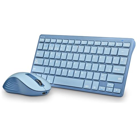 FANTASY (QUERTY, ES) tastiera Mouse incluso Universale RF senza fili + Bluetooth QWERTY Spagnolo Blu - Foto 2