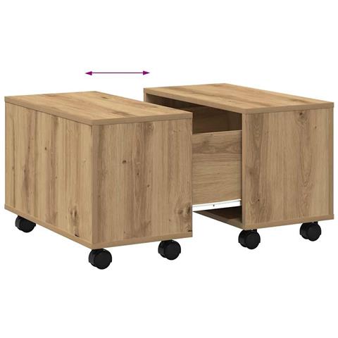 Tavolino Salotto Rovere Artigianale 60x60x38 Cm In Truciolato - Foto 2