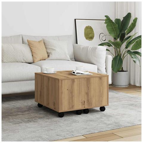 Tavolino Salotto Rovere Artigianale 60x60x38 Cm In Truciolato - Foto 10