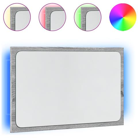 Specchio Da Bagno Con Led Grigio Sonoma 60x8,5x38 Cm Truciolato - Foto 2