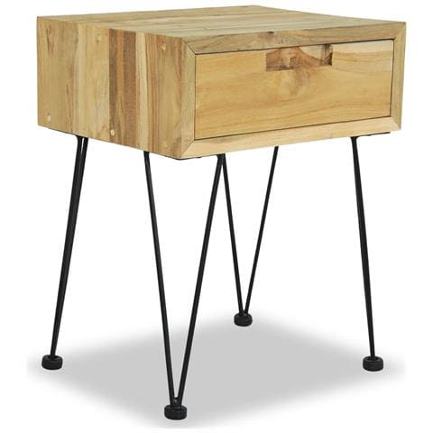 Comodino 40x30x50 Cm In Legno Massello Di Teak - Foto 1