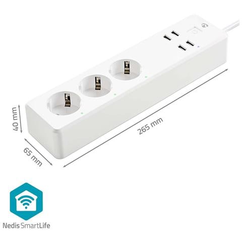 Smartlife Wi-fi Connected Power Strip 3 Uscite 16a 3680w Con Porte Usb 1,8m, Bianco - Foto 2