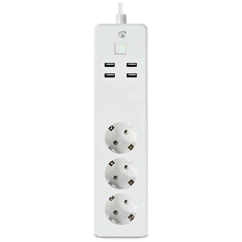 Smartlife Wi-fi Connected Power Strip 3 Uscite 16a 3680w Con Porte Usb 1,8m, Bianco - Foto 1