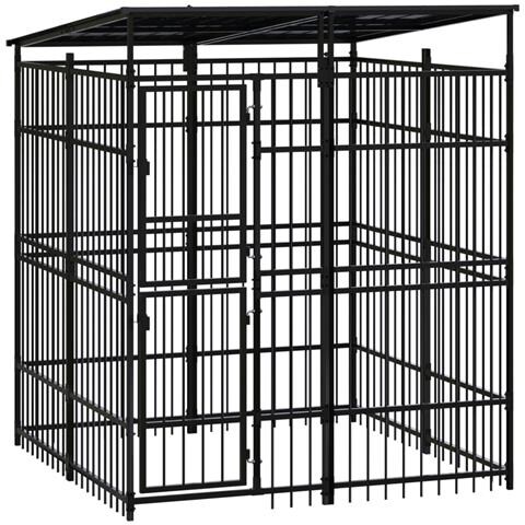 Gabbia per Cani da Esterno con Tetto in Acciaio 3,69 m² - Foto 1