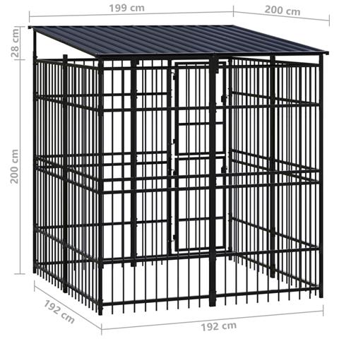 Gabbia per Cani da Esterno con Tetto in Acciaio 3,69 m² - Foto 8