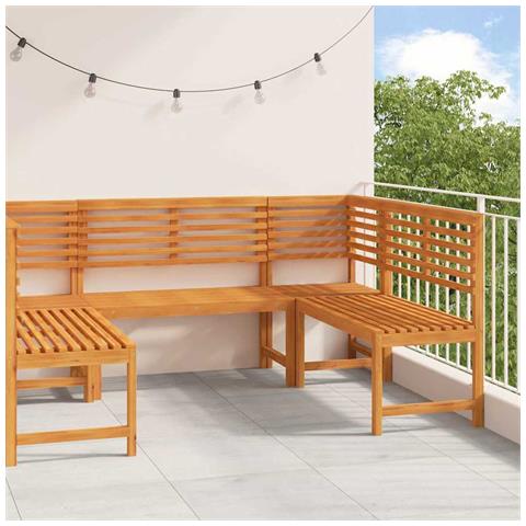 Set Panchina da Giardino 5 Pezzi in Legno Massello di Acacia - Foto 2