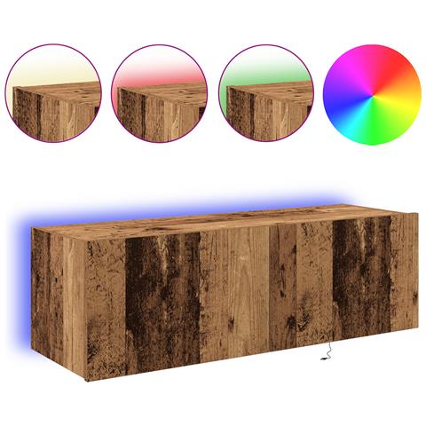 Mobile da TV  con luci LED in legno vecchio 100x35x31 cm - Foto 9