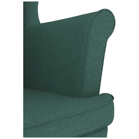 Poltrona con Poggiapiedi Verde Scuro in Tessuto - Foto 9