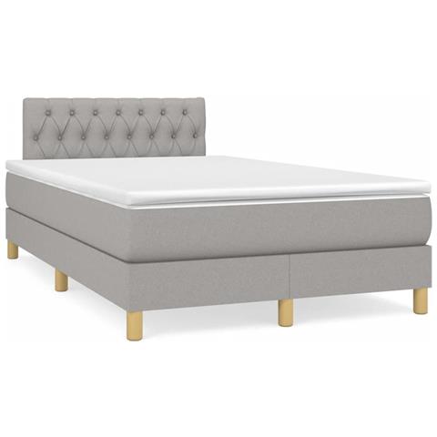 Letto a Molle Materasso e LED Grigio Chiaro 120x190 cm Tessuto - Foto 2