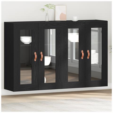 Armadi a muro 2 pezzi Rovere nero 69,5x34x90 cm Legno ingegnerizzato - Foto 2