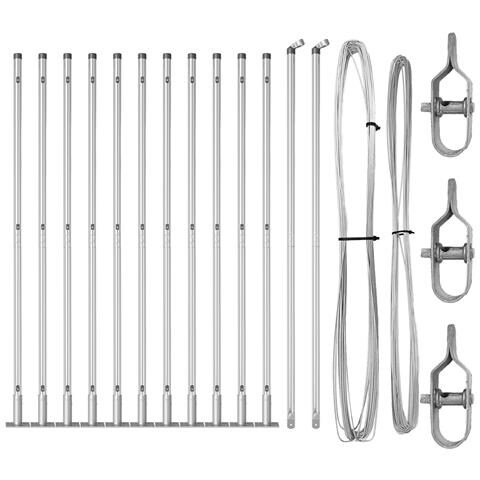 Pali per Recinzioni con Piastre di Base 13 pcs Ø32mm 68.5cm in Acciaio Zincato - Foto 1