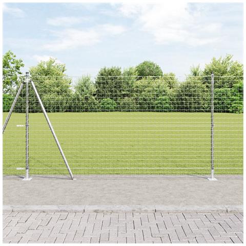 Pali per Recinzioni con Piastre di Base 13 pcs Ø32mm 68.5cm in Acciaio Zincato - Foto 2