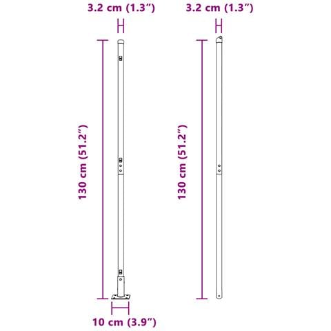 Pali per Recinzioni con Piastre di Base 13 pcs Ø32mm 68.5cm in Acciaio Zincato - Foto 9