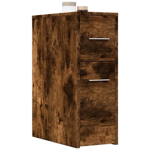 Armadietto da Bagno Stretto con Ruote Rovere Fumo in Truciolato - Foto 2