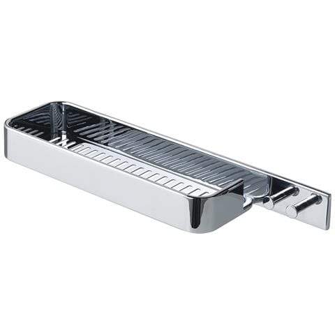 Portaoggetti Rettangolare Per Doccia Con Appendini Da Muro In Ottone, Acciaio Inox Aisi 304 E Cromall A918 Serie Il Giglio Cromato - Foto 1