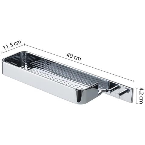Portaoggetti Rettangolare Per Doccia Con Appendini Da Muro In Ottone, Acciaio Inox Aisi 304 E Cromall A918 Serie Il Giglio Cromato - Foto 2