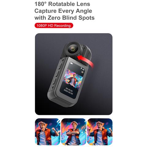Mini Videocamera Sportiva Portatile Per Bici Da Esterno Con Registrazione Hd 1080p E Design Magnetico Black - Foto 7