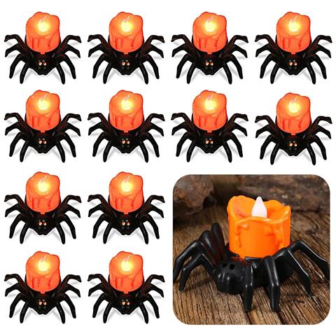 Set Di 12 Candele Led A Forma Di Ragno Decorazione Di Halloween - Foto 1