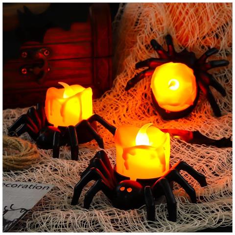 Set Di 12 Candele Led A Forma Di Ragno Decorazione Di Halloween - Foto 6