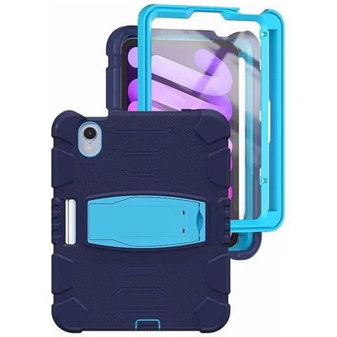Custodia Per Ipad Mini 6 8.3” Con Supporto E Alloggiamento Per Stilo Blu Navy - Foto 4
