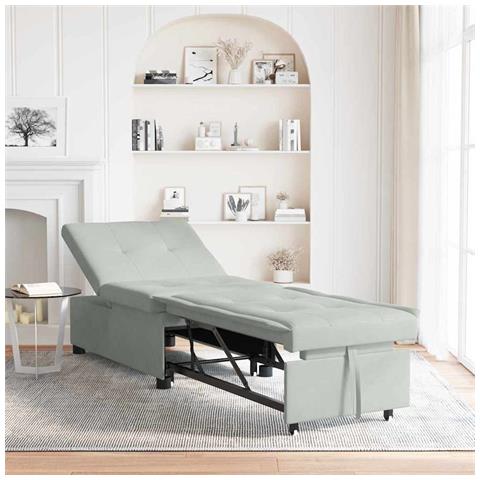 Divano Letto Grigio chiaro 67 x 194 x 38 cm Velluto - Foto 2