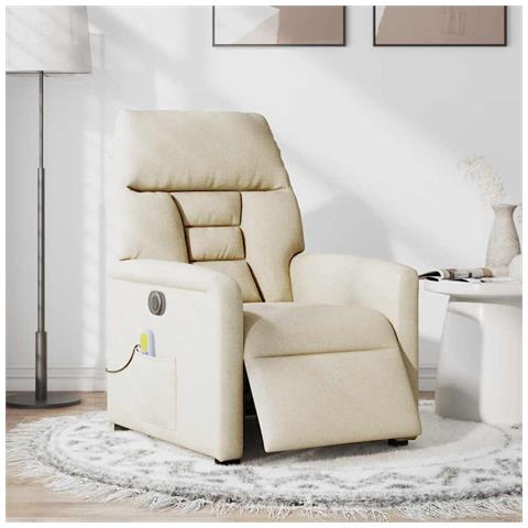 Poltrona Reclinabile Massaggiante Elettrica Crema in Tessuto - Foto 2