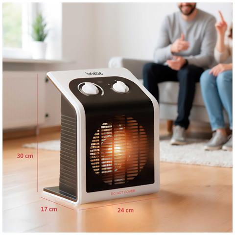Ht1182 Termoventilatore, Stufetta Elettrica Da Bagno Con Termostato, Ventilatore 2000w Nero - Foto 9